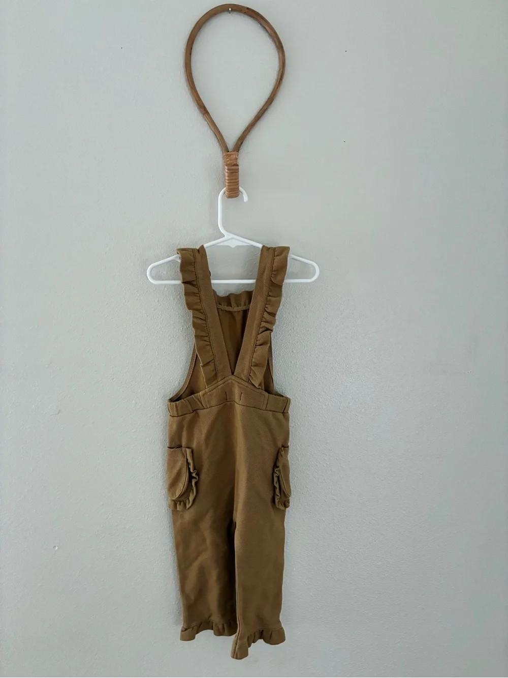 Milkbarn Rust Denim Ruffle Overalls
